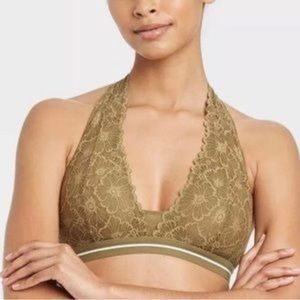 Coldie Flower Lace Bralette Halter style Army (Olive) Green Size Large
